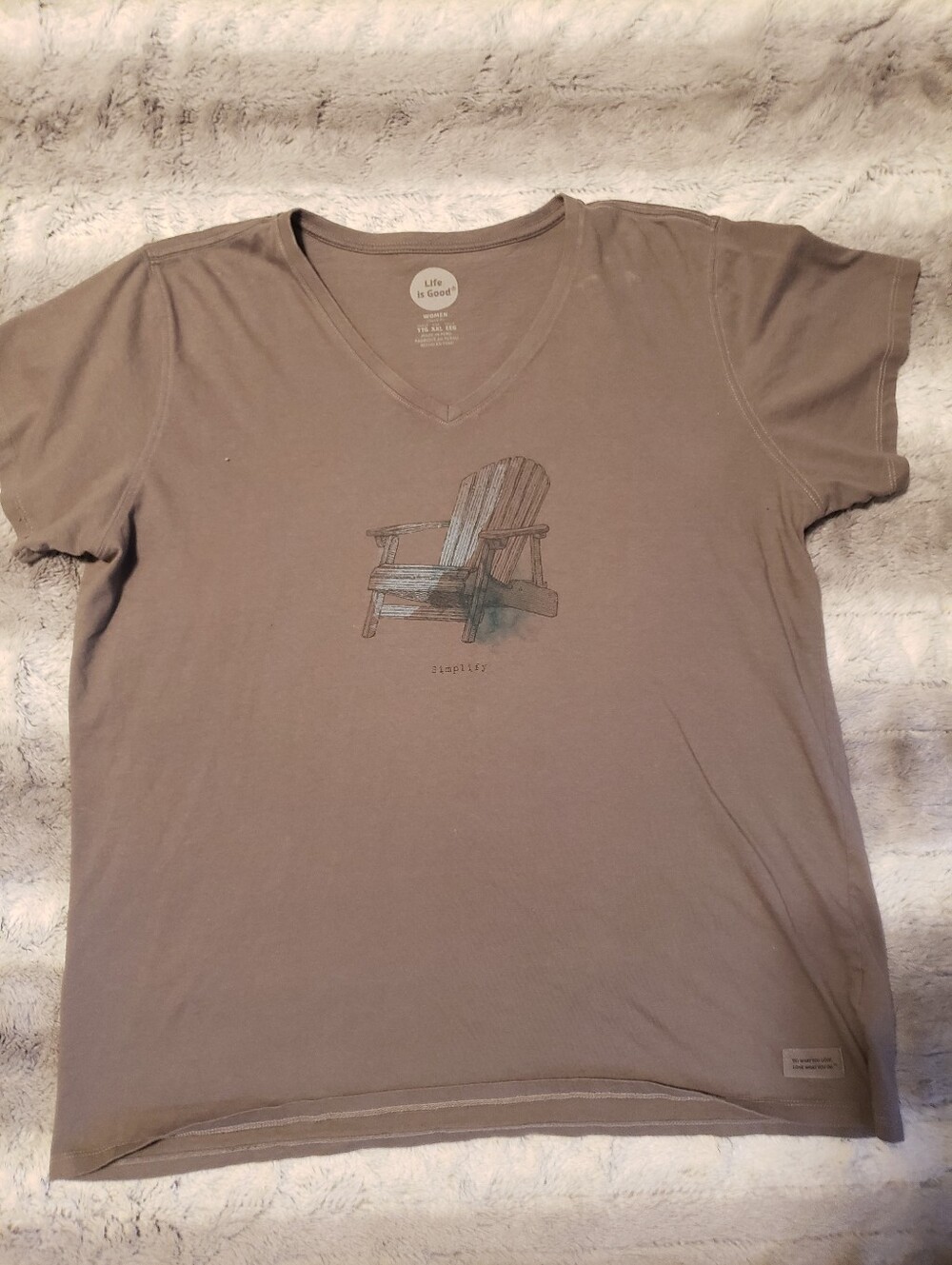 Life Is Good Vintage Grey Crew Beach Chair "Simplify" Graphic Tshirt - Picture 3 of 8